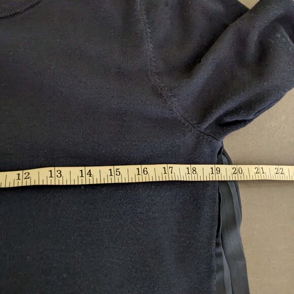 Adrianna Papell Navy Blue Women's MED Fine Knit Sweater Sheer Chiffon Back - Picture 7 of 8